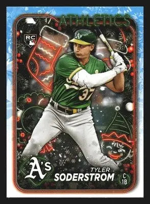2024 Topps Holiday #H127 Tyler Soderstrom Oakland Athletics RC - Baseball Card Single