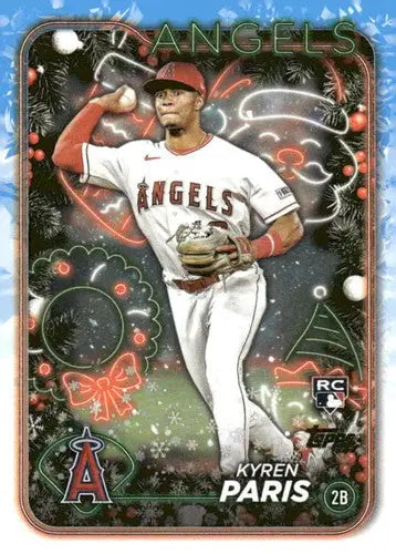 Original gloss Kyren Paris baseball card from 2024 Topps Holiday Rookie series