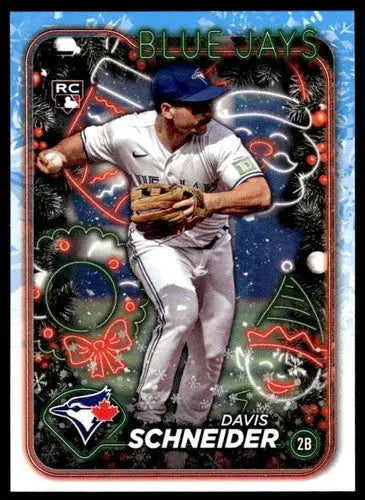 2024 Topps Holiday Davis Schneider baseball card with original gloss Rookie Blue Jays