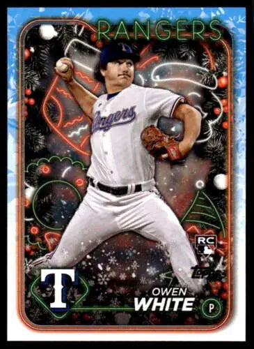 Original gloss 2024 Topps Holiday H143 Owen White rookie baseball card Rangers