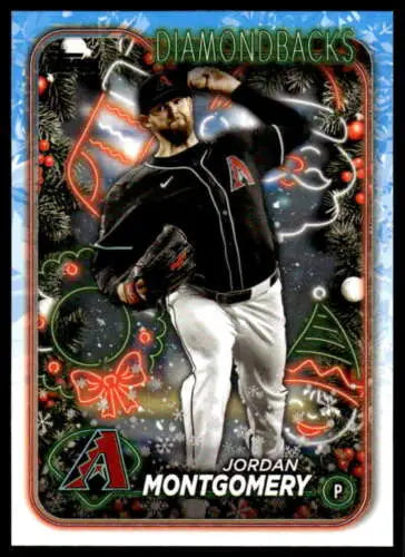 Original gloss of 2024 Topps Holiday H152 Jordan Montgomery Diamondbacks baseball card