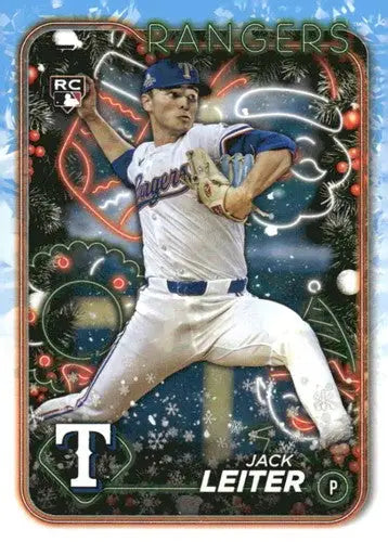 2024 Topps Holiday Jack Leiter baseball card with original gloss NM-MT RC Rangers