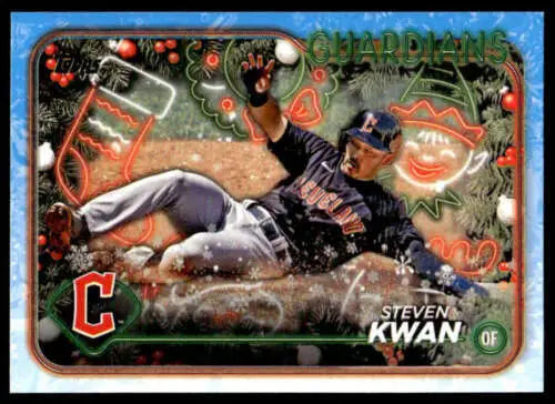 2024 Topps Holiday H159 Steven Kwan Guardians baseball card with original gloss