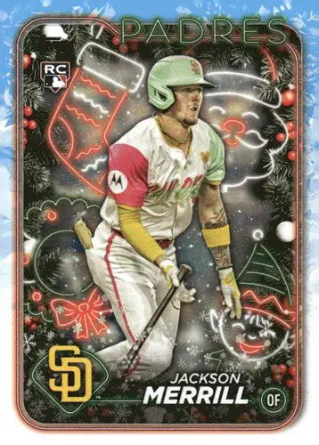 Original gloss 2024 Topps Holiday H160 Jackson Merrill Rookie Baseball Card