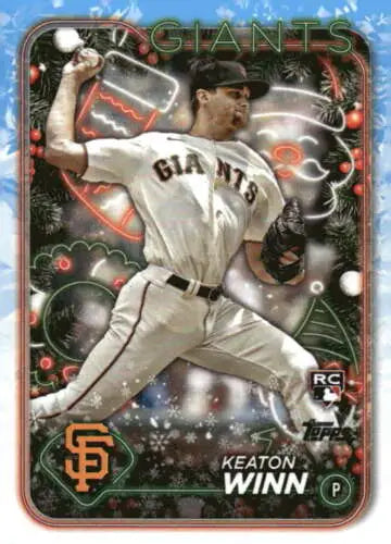 Original gloss 2024 Topps Holiday H164 Keaton Winn baseball card Rookie Giants