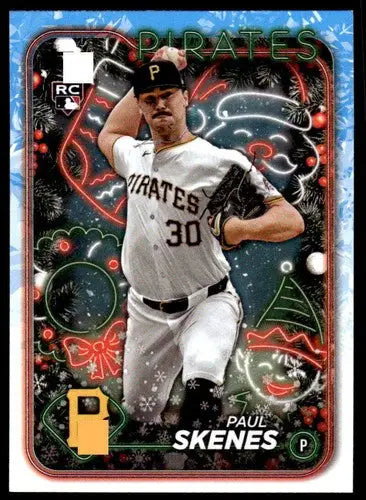 Original gloss 2024 Topps Holiday H165 Paul Skenes baseball card rookie Pirates