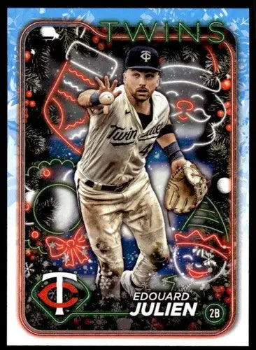 Original gloss 2024 Topps Holiday h174 Edouard Julien Twins baseball card