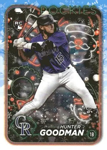 Original gloss 2024 Topps Holiday H178 Hunter Goodman baseball card rookie Rockies