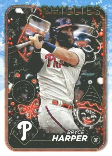 Original gloss 2024 Topps Holiday H179 Bryce Harper Phillies baseball card