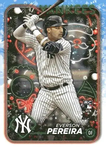 Original gloss 2024 Topps Holiday H186 Everson Pereira Yankee rookie baseball card