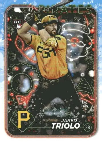 Original gloss 2024 Topps Holiday H188 Jared Triolo baseball card rookie Pirates