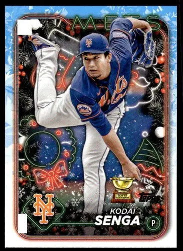 Original gloss H190 Kodai Senga baseball card from 2024 Topps Holiday Mets collection