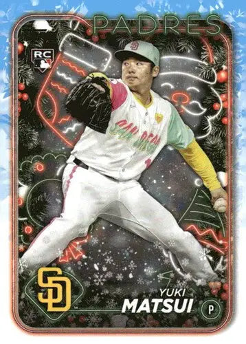 Yuki Matsui baseball card from 2024 Topps Holiday original gloss rookie Padres