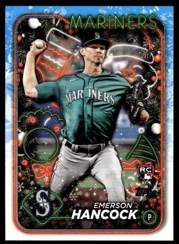 Original gloss 2024 Topps Holiday H197 Emerson Hancock Rookie Mariners baseball card