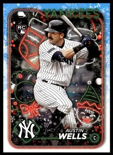Austin Wells baseball card from 2024 Topps Holiday series with original gloss