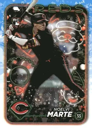 Noelvi Marte baseball card from 2024 Topps Holiday H200 Noelvi Marte RC Reds