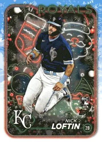 Original gloss 2024 Topps Holiday H30 Nick Loftin rookie baseball card Royals