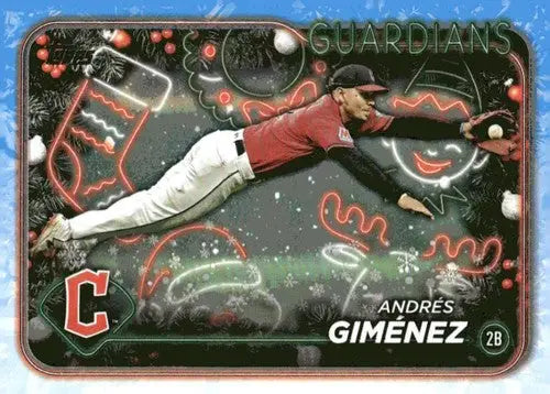 Original gloss 2024 Topps Holiday H58 Andres Gimenez Guardians baseball card