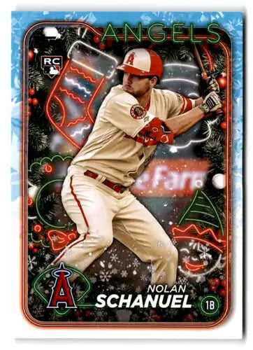 2024 Topps Holiday H59 Nolan Schanuel RC Rookie Baseball Card Angels ID 74807
