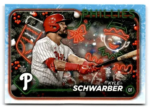 Original gloss 2024 Topps Holiday H65 Kyle Schwarber Phillies baseball card