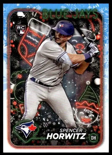 Original gloss 2024 Topps Holiday H76 Spencer Horwitz rookie baseball card Blue Jays
