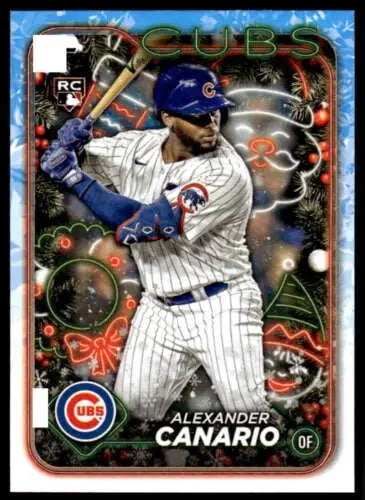 Alexander Canario baseball card from 2024 Topps Holiday with original gloss NM-MT RC