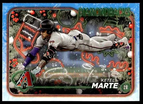 Original gloss 2024 Topps Holiday H87 Ketel Marte baseball card Diamondbacks ID 76636