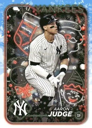 Original gloss 2024 Topps Holiday H99 Aaron Judge Yankees baseball card image