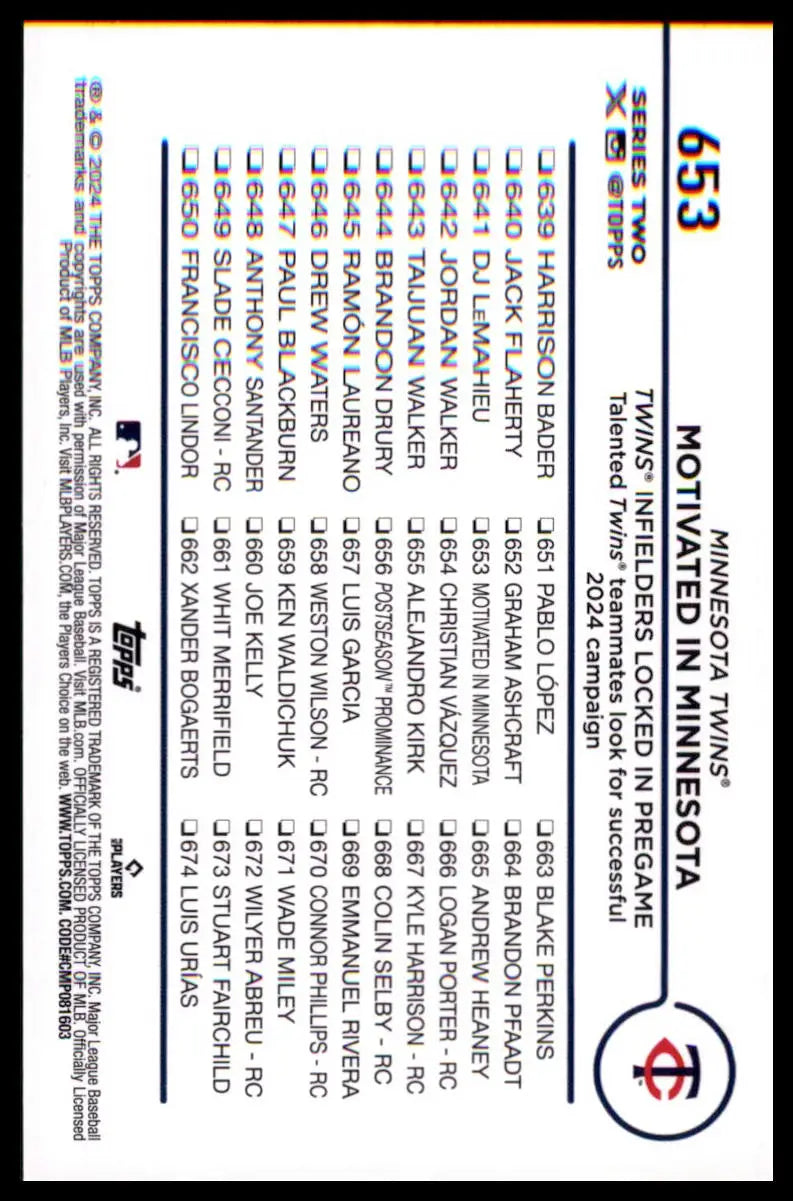 2024 Topps - Holiday Motivated In Minnesota (Correa / Royce Lewis) 653 Twins NM - Baseball Card Single