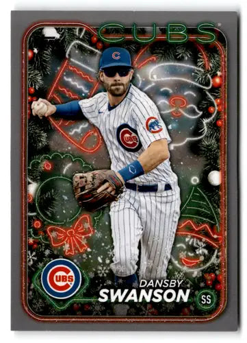 Dansby Swanson baseball card from 2024 Topps Holiday Silver Glitter collection
