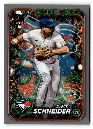 Davis Schneider baseball card with original gloss from 2024 Topps Holiday Silver Glitter collection