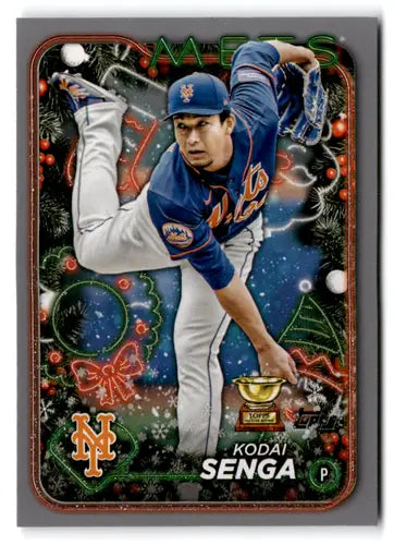 Kodai Senga baseball card from 2024 Topps Holiday Silver Glitter series