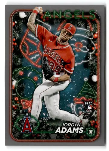 Jordyn Adams baseball card from 2024 Topps Holiday Silver Glitter series with original gloss