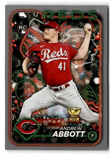 Andrew Abbott baseball card from 2024 Topps Holiday Silver Glitter series