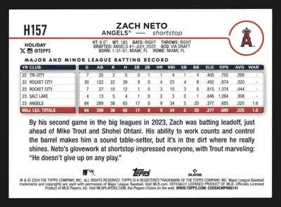2024 Topps Holiday Zach Neto #H157 Los Angeles Angels - Baseball Card Single