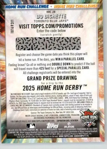 Topps Home Run Challenge baseball card featuring Bo Bichette from 2024 Topps Home Run Challenge