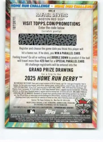 Rafael Devers Home Run Challenge card from 2024 Topps Home Run Challenge series