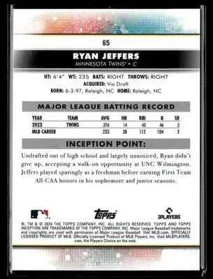 2024 Topps Inception Ryan Jeffers #65 Green Minnesota Twins