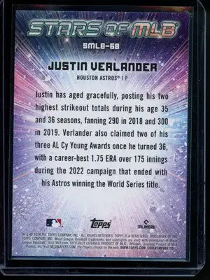 2024 Topps Justin Verlander #SMLB-68 Stars of MLB Baseball - Baseball Card Single