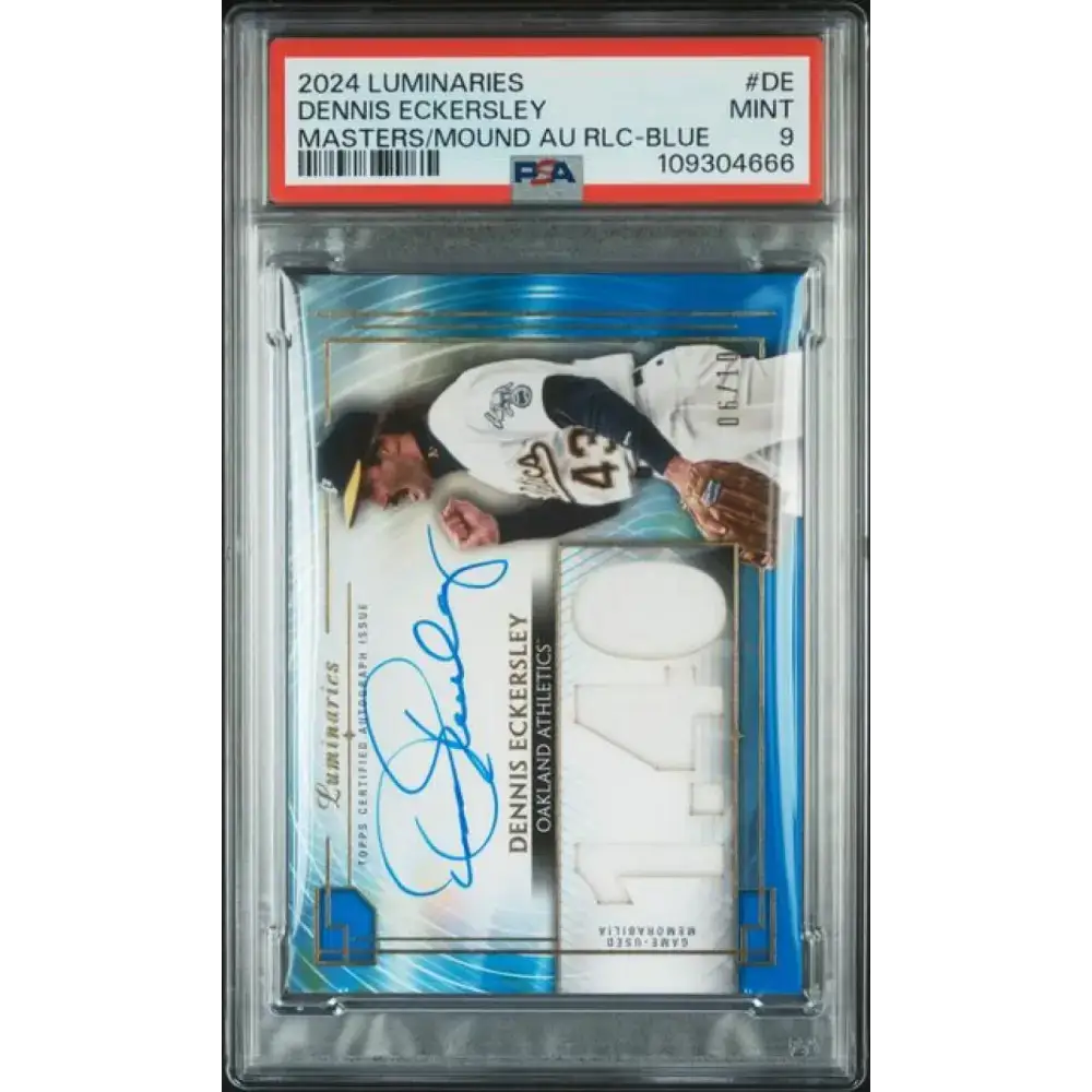 2024 Topps Luminaries Blue #MOMARDE Dennis Eckersley PSA 9 MINT MEM Auto 6/10 Oakland Athletics Basebal Card - Baseball