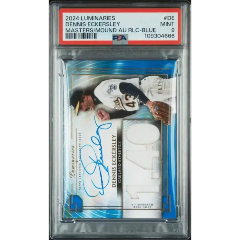 2024 Topps Luminaries Blue #MOMARDE Dennis Eckersley PSA 9 MINT MEM Auto 6/10 Oakland Athletics Basebal Card - Baseball