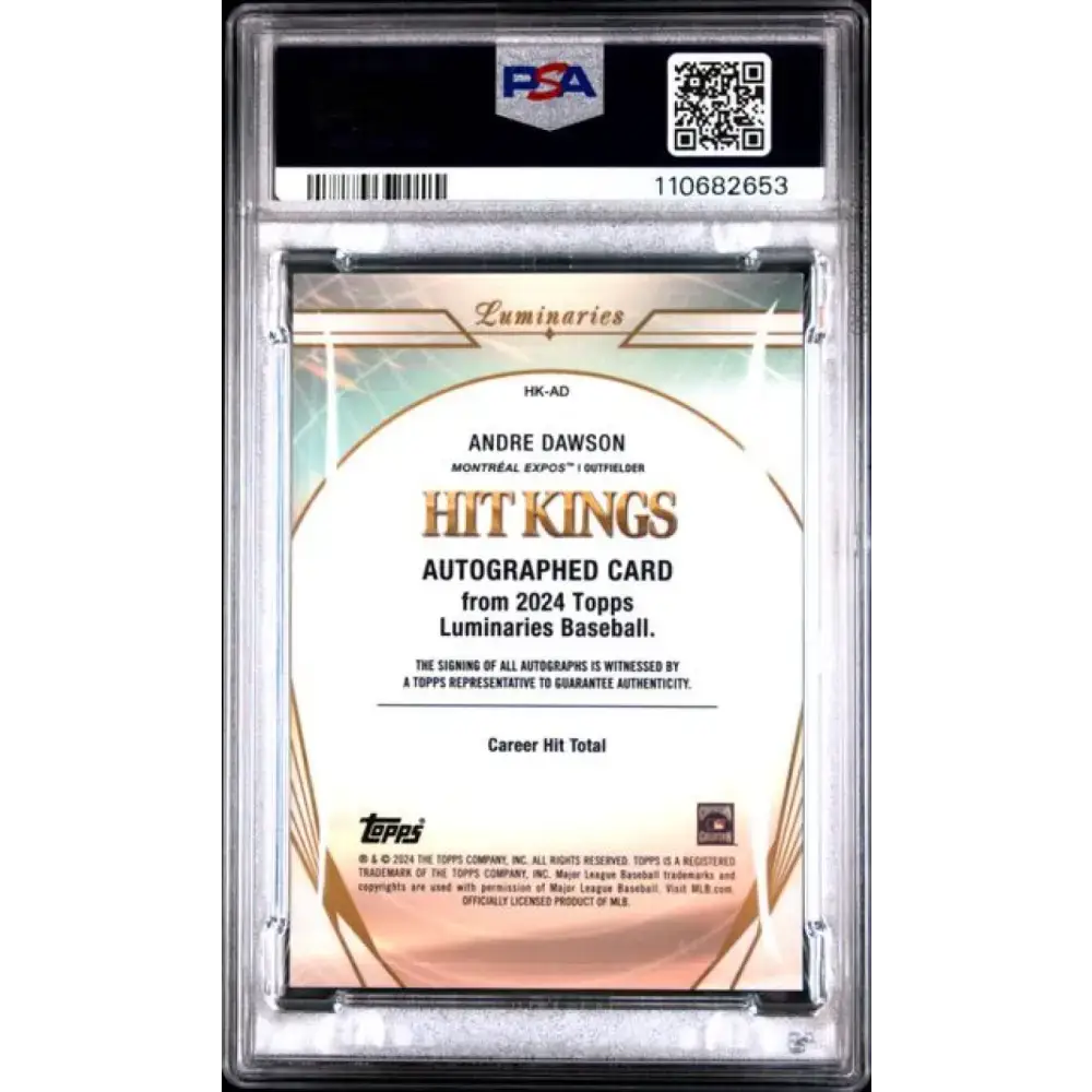 2024 Topps Luminaries Hit Kings #HK-AD Andre Dawson PSA 9 MINT Auto 15/25 Montreal Expos Baseball Card - Baseball Card