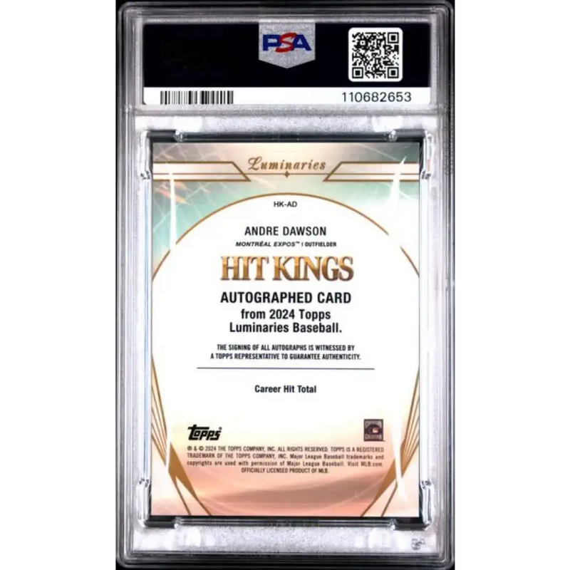 2024 Topps Luminaries Hit Kings #HK-AD Andre Dawson PSA 9 MINT Auto 15/25 Montreal Expos Baseball Card - Baseball Card