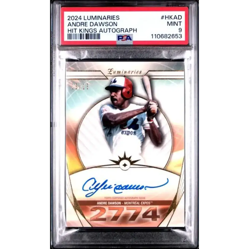 2024 Topps Luminaries Hit Kings #HK-AD Andre Dawson PSA 9 MINT Auto 15/25 Montreal Expos Baseball Card - Baseball Card