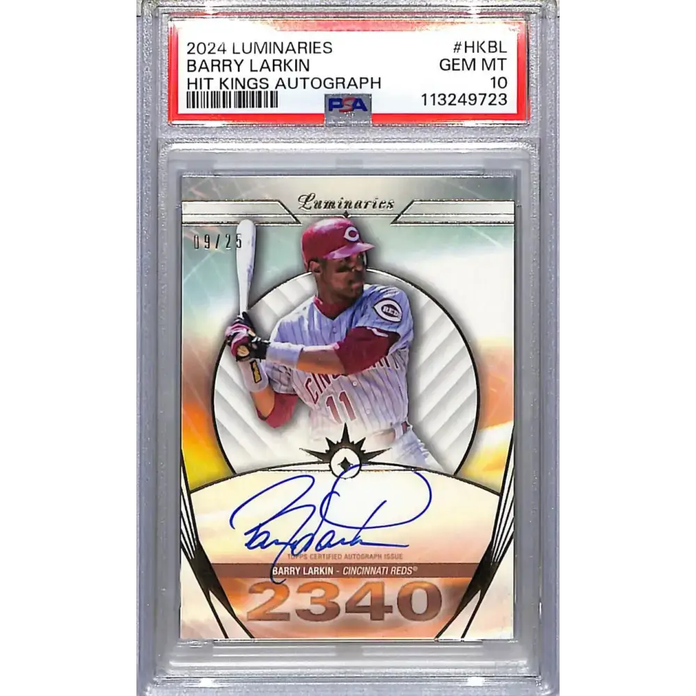 2024 Topps Luminaries Hit Kings #HK-BL Barry Larkin PSA 10 GEM MINT Auto 09/25 Cincinnati Reds - Baseball Card Single