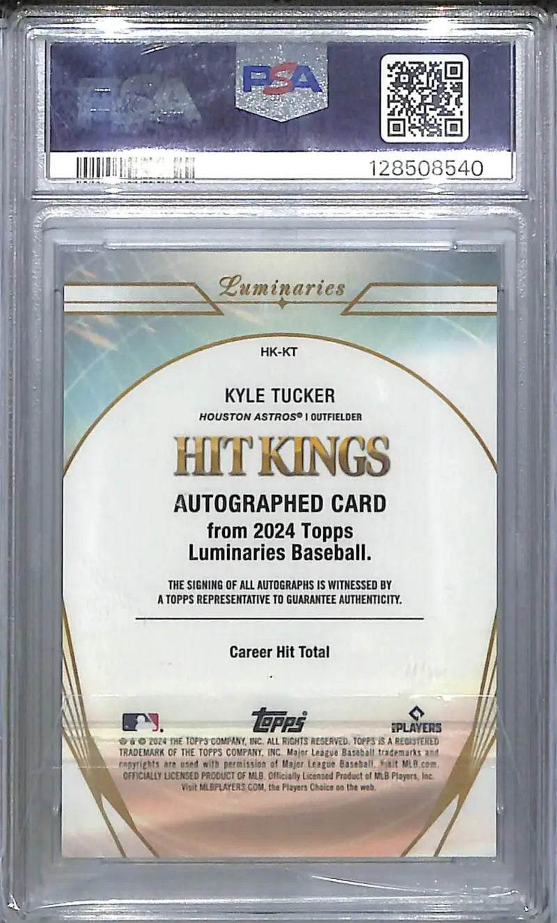 2024 Topps Luminaries Hit Kings #HK-KT Kyle Tucker PSA 10 GEM MINT Auto 15/25 Houston Astros - Baseball Card Single