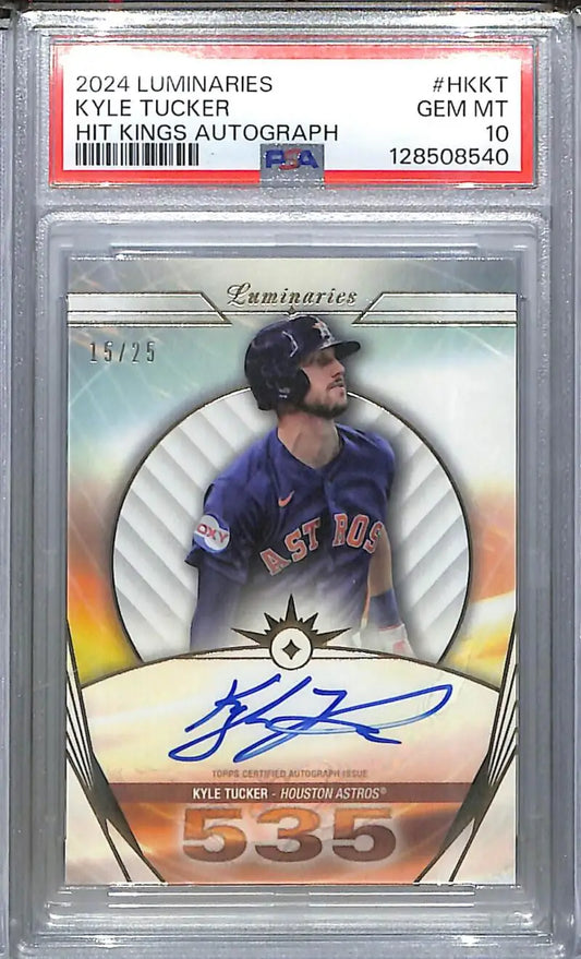 2024 Topps Luminaries Hit Kings #HK-KT Kyle Tucker PSA 10 GEM MINT Auto 15/25 Houston Astros - Baseball Card Single