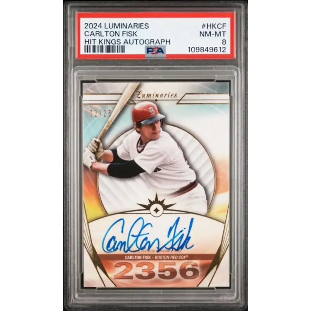 2024 Topps Luminaries #HKCF Carlton Fisk PSA 8 NM-MT Auto 2/25 Boston Red Sox Baseball Card - Baseball Card Single