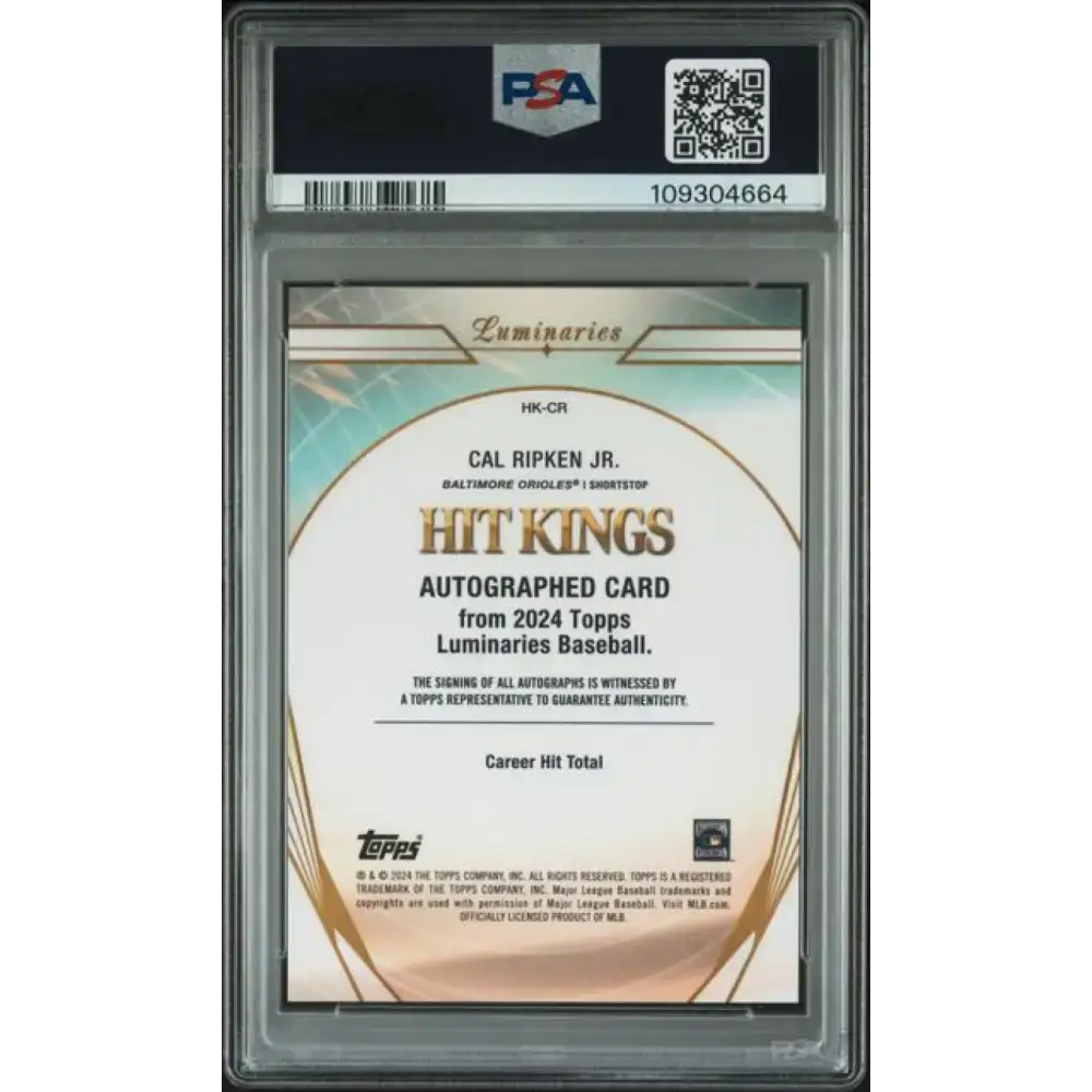 2024 Topps Luminaries #HKCR Cal Ripken Jr. PSA 9 MINT Auto 10/25 Baltimore Orioles Baseball Card - Baseball Card Single