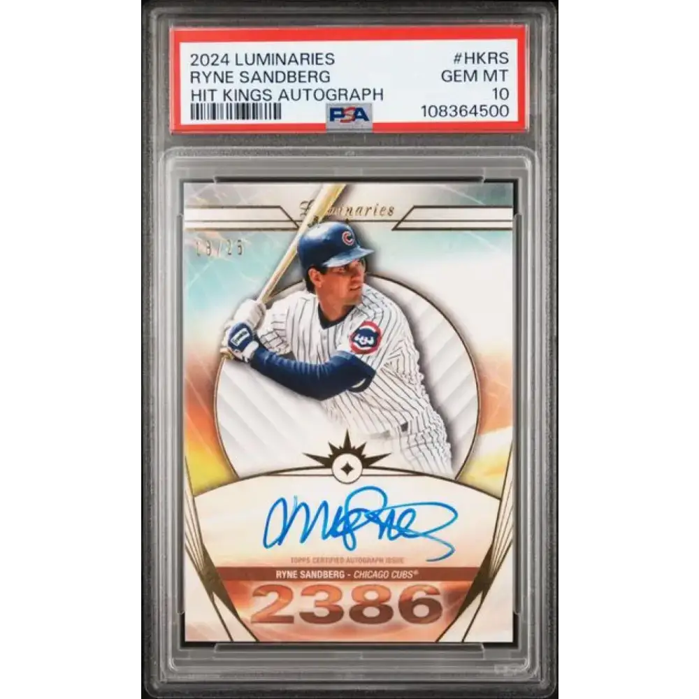 2024 Topps Luminaries #HKRS Ryne Sandberg PSA 10 GEM MINT Auto 18/25 Chicago Cubs Baseball Card - Baseball Card Single